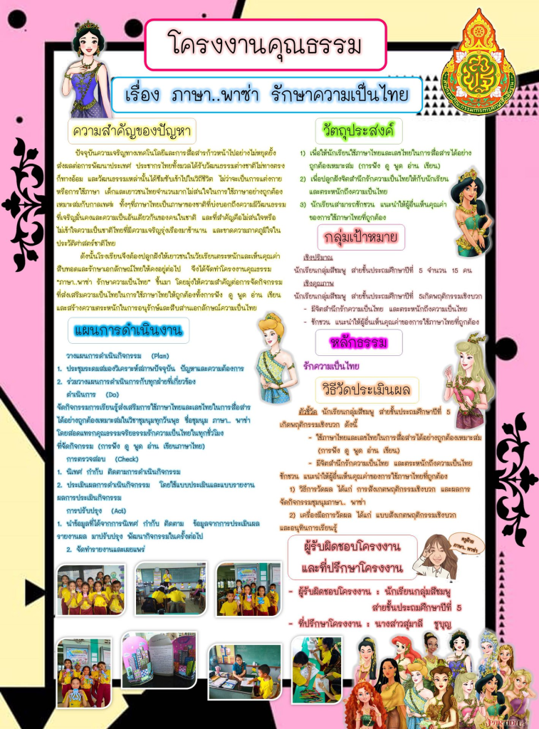 แจกไฟล์ ตัวอย่างเล่มรายงานโครงงานคุณธรรม ไฟล์เวิร์ด Doc โดยครูพรพรรณ มัณฑนา สุมาลี