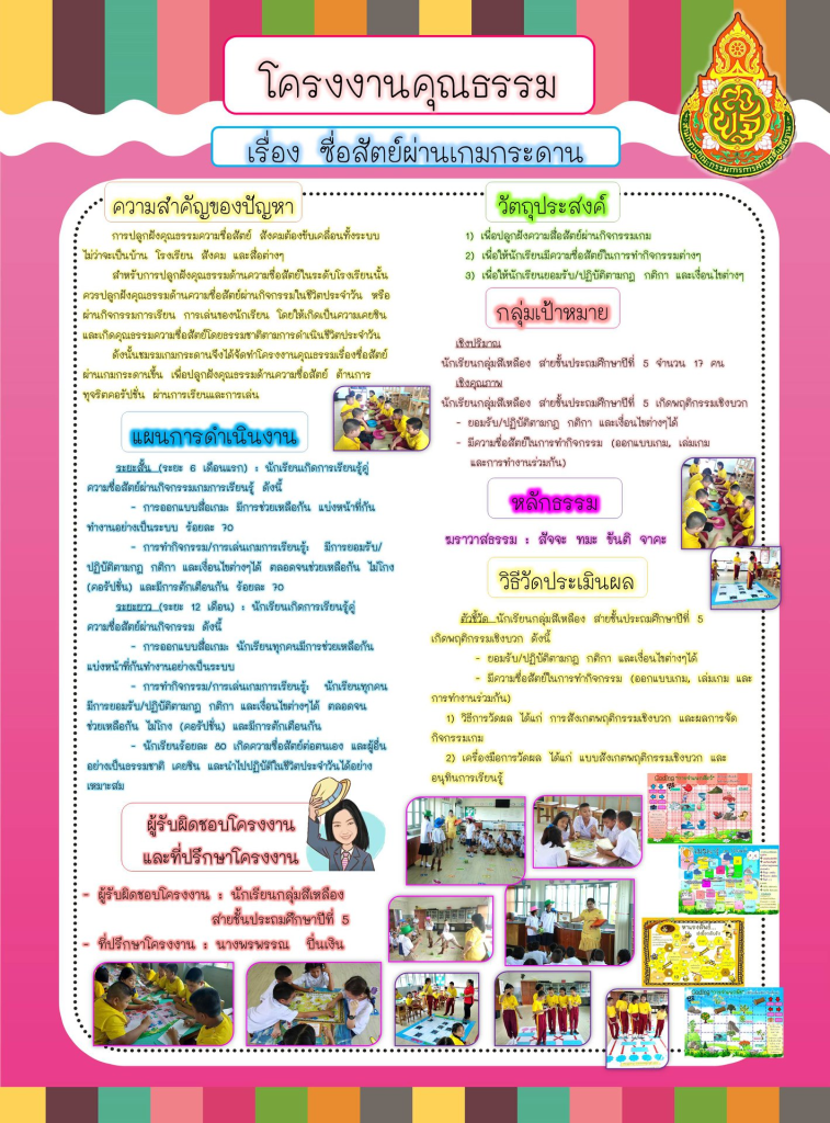 แจกไฟล์ ตัวอย่างเล่มรายงานโครงงานคุณธรรม ไฟล์เวิร์ด Doc โดยครูพรพรรณ มัณฑนา สุมาลี