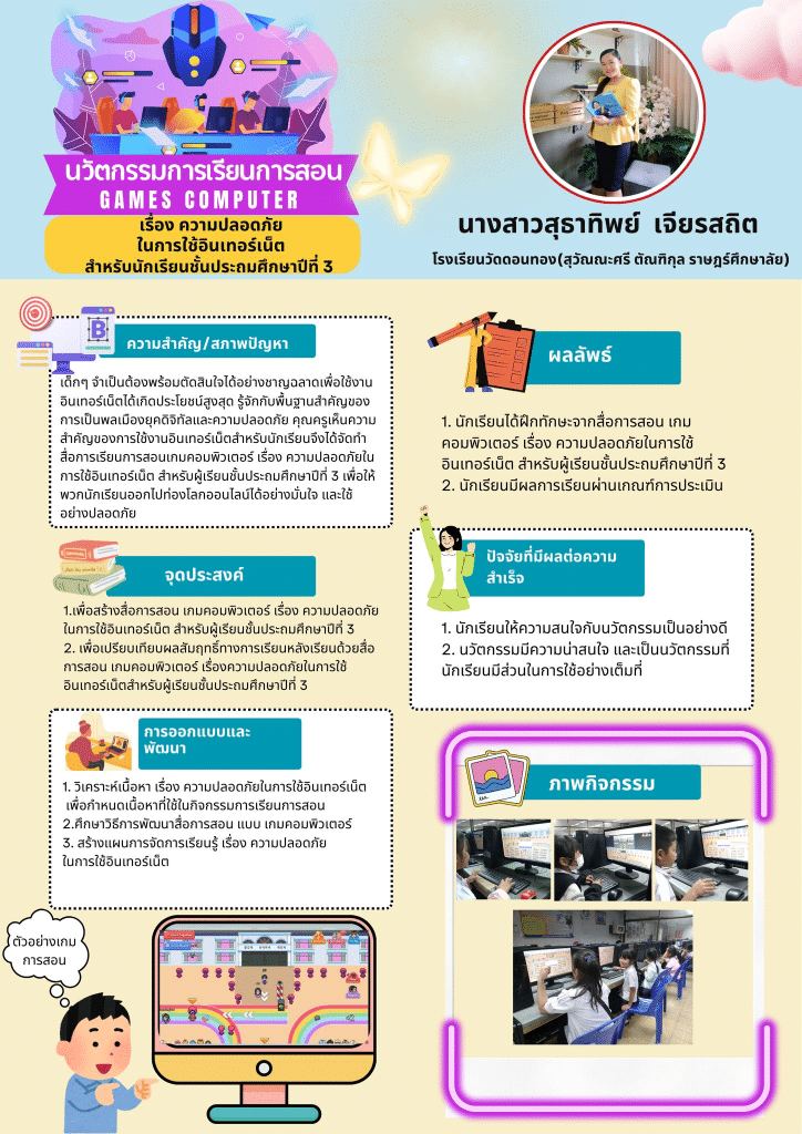 เผยแพร่ เทมเพลต Canva แก้ไขได้ นวัตกรรมการเรียนการสอน แบบหน้าเดียว เครดิต เพจ บ้านสื่อเพื่อการศึกษา ครูบุตร