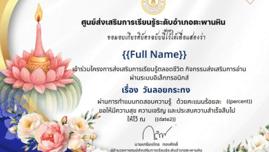 แบบทดสอบออนไลน์ เรื่องวันลอยกระทง ประจำปี 2568 ผ่าน 70% ขึ้นไป รับเกียรติบัตร โดย ศกร.ระดับตำบลงิ้วราย จังหวัดพิจิตร