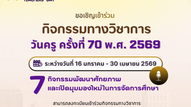 อบรมออนไลน์ฟรี กิจกรรมวิชาการเนื่องในโอกาสงานวันครู ครั้งที่ 70 พ.ศ. 2569 “พระผู้ทรงเป็นแม่และครูแห่งแผ่นดิน” อบรมออนไลน์วันครู ปี 2569 รับเกียรติบัตรจากคุรุสภา